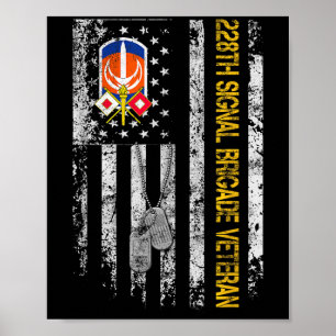 Affiche Drapeau US 228e Signal Brigade Militaire Vintage V