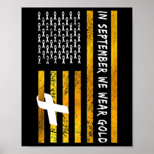 Affiche Drapeau Us En Septembre Nous Portons Or Cancer Enf