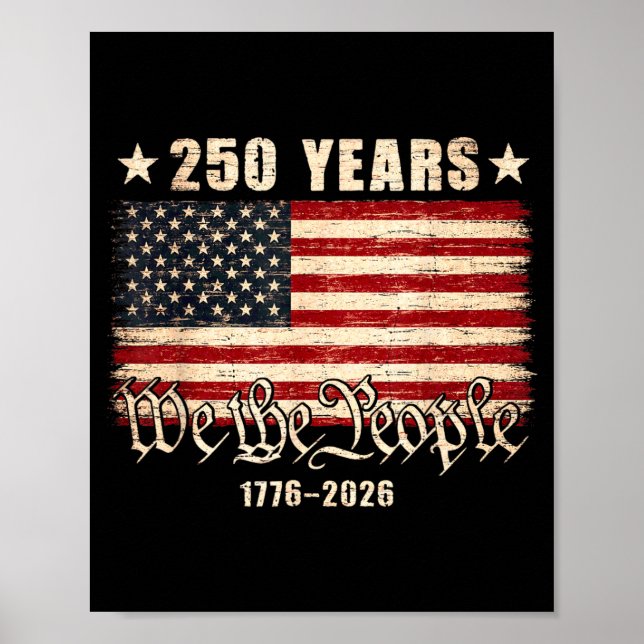 Affiche Drapeau USA 250e anniversaire 1776 2026 4 juillet  (Devant)