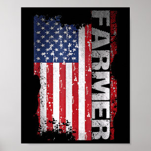 Affiche Drapeau Usa Agriculteur Pour Le 4 Juillet