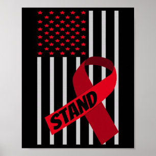 Affiche Drapeau Usa Anémie Scd Burgundy Ribbon Cellule de 