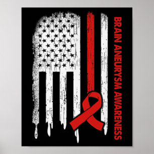 Affiche Drapeau Usa Burgundy Ruban Cerveau Aneurie Sensibi