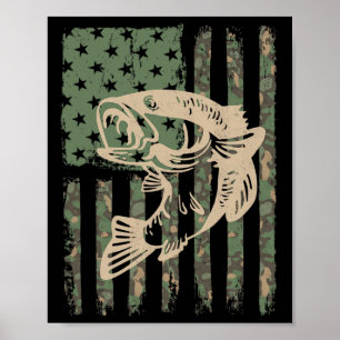 Affiche Drapeau Usa Camouflage Grande Bouche Byss Pêche 1 