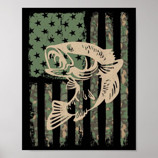 Affiche Drapeau Usa Camouflage Grande Bouche Byss Pêche 1  (Devant)