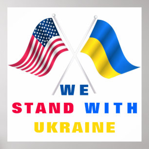 Affiche Drapeau USA - Drapeau Ukraine - Nous Sommes Avec L