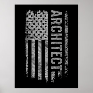 Affiche Drapeau USA en détresse design Architecte
