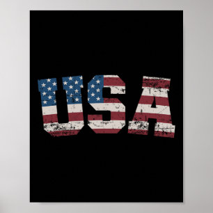 Affiche Drapeau Usa Etoiles Et Bandes Pour L'indépendance
