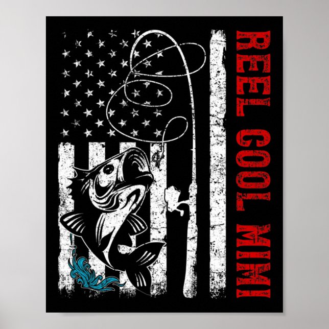 Affiche Drapeau Usa Mimi pêche pêcheur pêcheur à la pêche  (Devant)