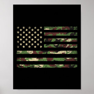 Affiche Drapeau Usa Patriotique 4 Juillet Camo Drapeau Amé