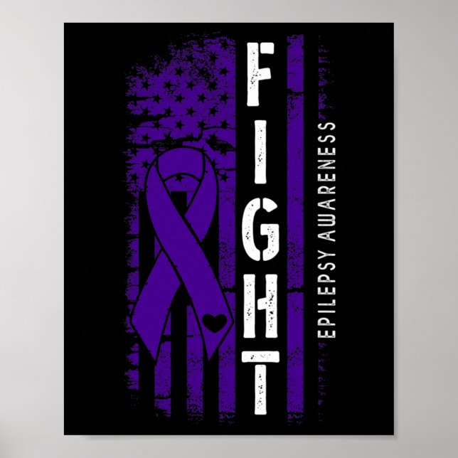 Affiche Drapeau Usa Perdu Ribbon Violet Combattre Epilepsi (Devant)