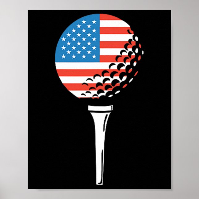 Affiche Drapeau Usa Tee de golf américain Logo sur la poit (Devant)