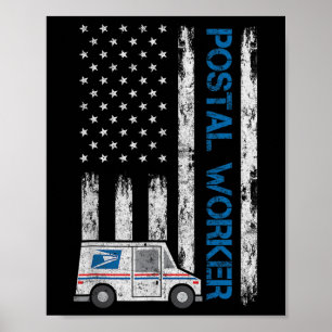 Affiche Drapeau Usa Travailleur Postal Patriote Facteur Da