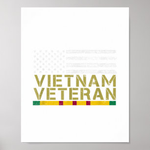 Affiche Drapeau Usa Vietnam Vétérinaire - Vieux Homme Viêt