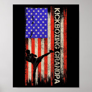 Affiche Drapeau Usa Vintage Combattant De Mma Kickboxing P