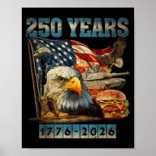 Affiche Drapeau Usa Vintage Eagle 250 Ans 1776-2026 250ème
