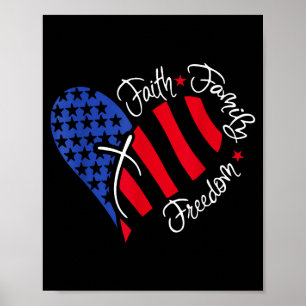 Affiche Drapeau Usa Vintage Foi Famille Dom Patriotique Ch