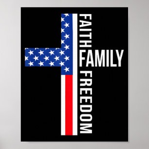 Affiche Drapeau Usa Vintage Foi Famille Liberté Patriotiqu