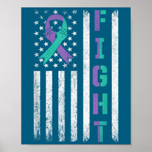 Affiche Drapeau Usa Violet Turquoise de Sensibilisation à
