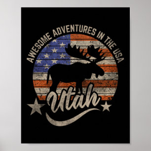 Affiche Drapeau Utah Usa Salt Lake City Randonnée Camping