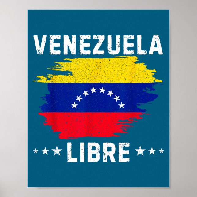 Affiche Drapeau Vénézuela Libre 2026 Vénézuela Vintage  (Devant)