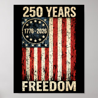 Affiche Drapeau Vintage 250 Ans Américain 1776 2026 250e É