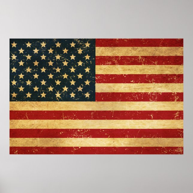 Affiche Drapeau Vintage américain Grunge (Devant)