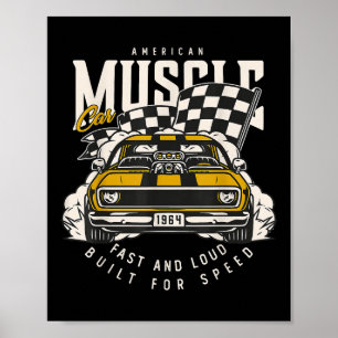 Affiche Drapeau vintage American Muscle Car Racing