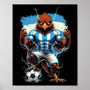 Affiche Drapeau vintage de fan de football d'Argentine Fie