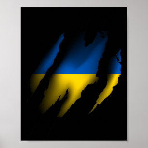 Affiche Drapeau vintage de l'Ukraine avec rayure de tigre