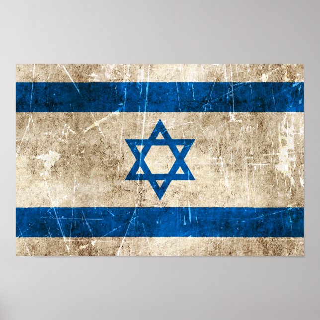 Affiche Drapeau vintage d'Israël (Devant)