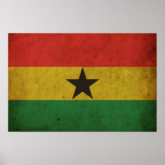 Affiche Drapeau vintage du Ghana (Devant)