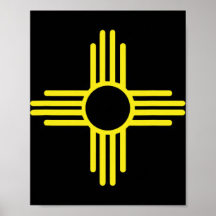 Affiche Drapeau vintage du Nouveau-Mexique Zia Soleil Rétr