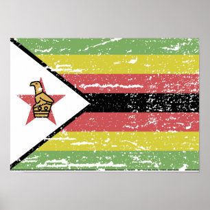 Affiche Drapeau vintage du Zimbabwe