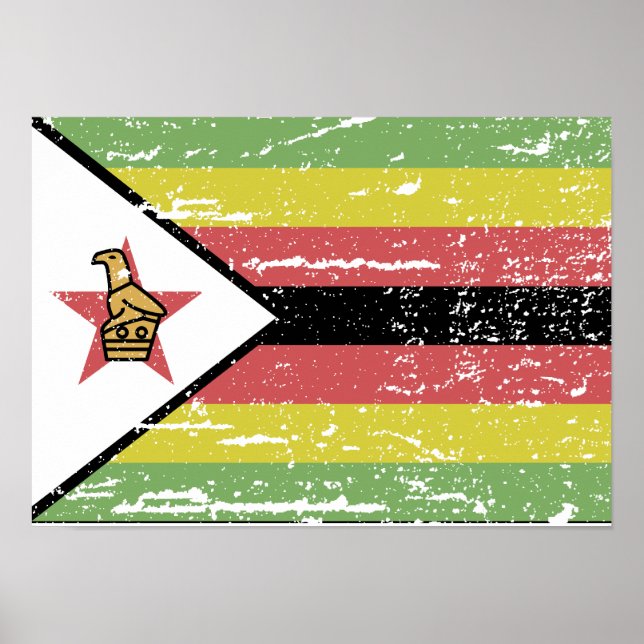 Affiche Drapeau vintage du Zimbabwe (Devant)