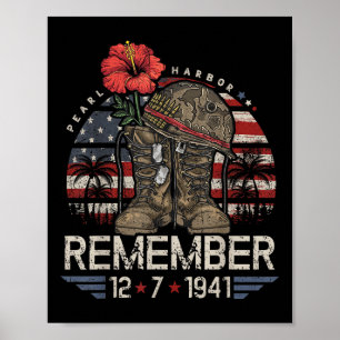 Affiche Drapeau vintage Hawaii Usa Tee, Pearl Harbour