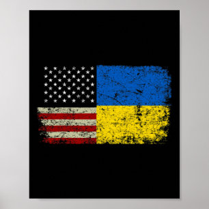 Affiche Drapeau vintage Ukraine Usa Drapeau ukrainien Stan