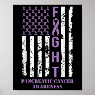 Affiche Drapeau violet ribbon soutien cancer pancréatique