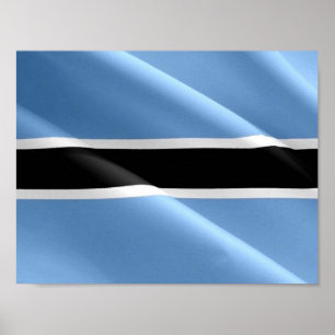 Affiche Drapeau Waving BOTSWANA -