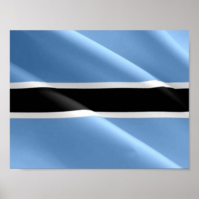 Affiche Drapeau Waving BOTSWANA - (Devant)