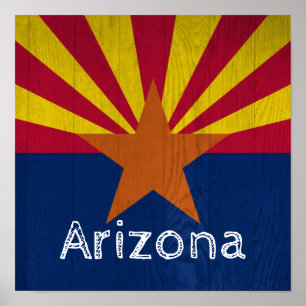 Affiche Drapeau Woodgrain Arizona Starburst