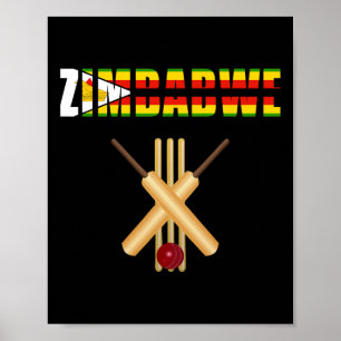 Affiche Drapeau Zimbwe Cricket T Ll Guichet