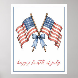 Affiche Drapeaux américains patriotiques Quatre juillet