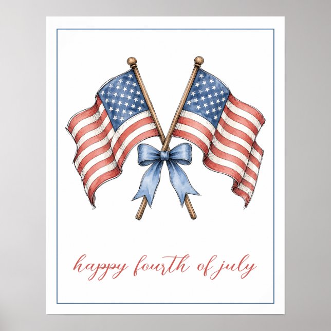 Affiche Drapeaux américains patriotiques Quatre juillet (Devant)