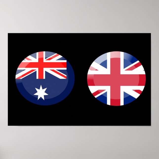 Affiche Drapeaux australiens et britanniques (Devant)
