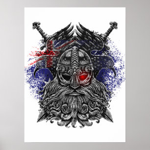 Affiche Drapeaux australiens mythologie viking épées corbe