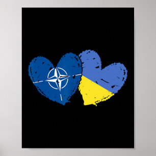 Affiche Drapeaux Cœur Ukraine Otan Drapeau Double Ukrainie