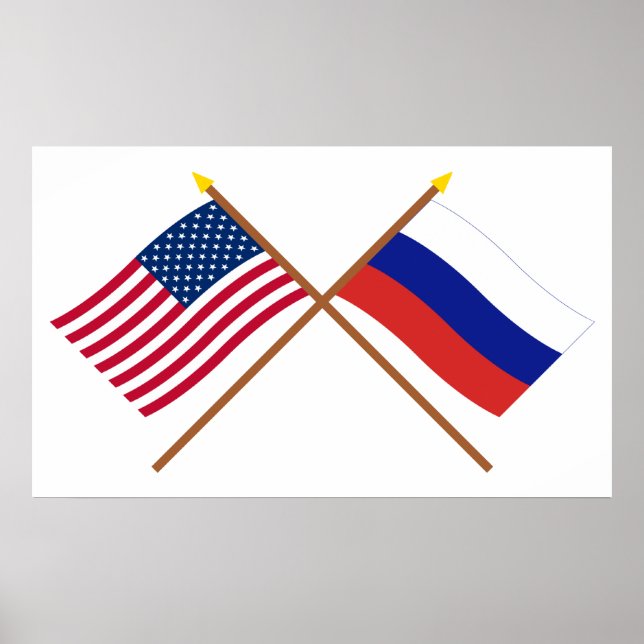 Affiche Drapeaux croisés des États-Unis et de la Russie (Devant)