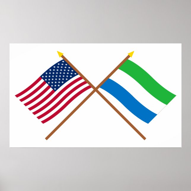 Affiche Drapeaux croisés des États-Unis et de la Sierra Le (Devant)