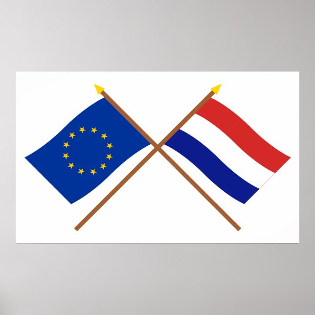 Affiche Drapeaux croisés UE et Pays-Bas (Devant)
