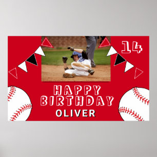 Affiche Drapeaux de baseball Ball Bunting Red Photo Annive
